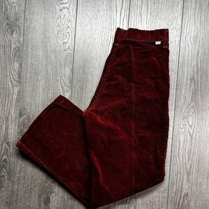 Vintage Levis Velvet Wide Leg Trousers Burgundy Wine Red Made in Canada 31x28